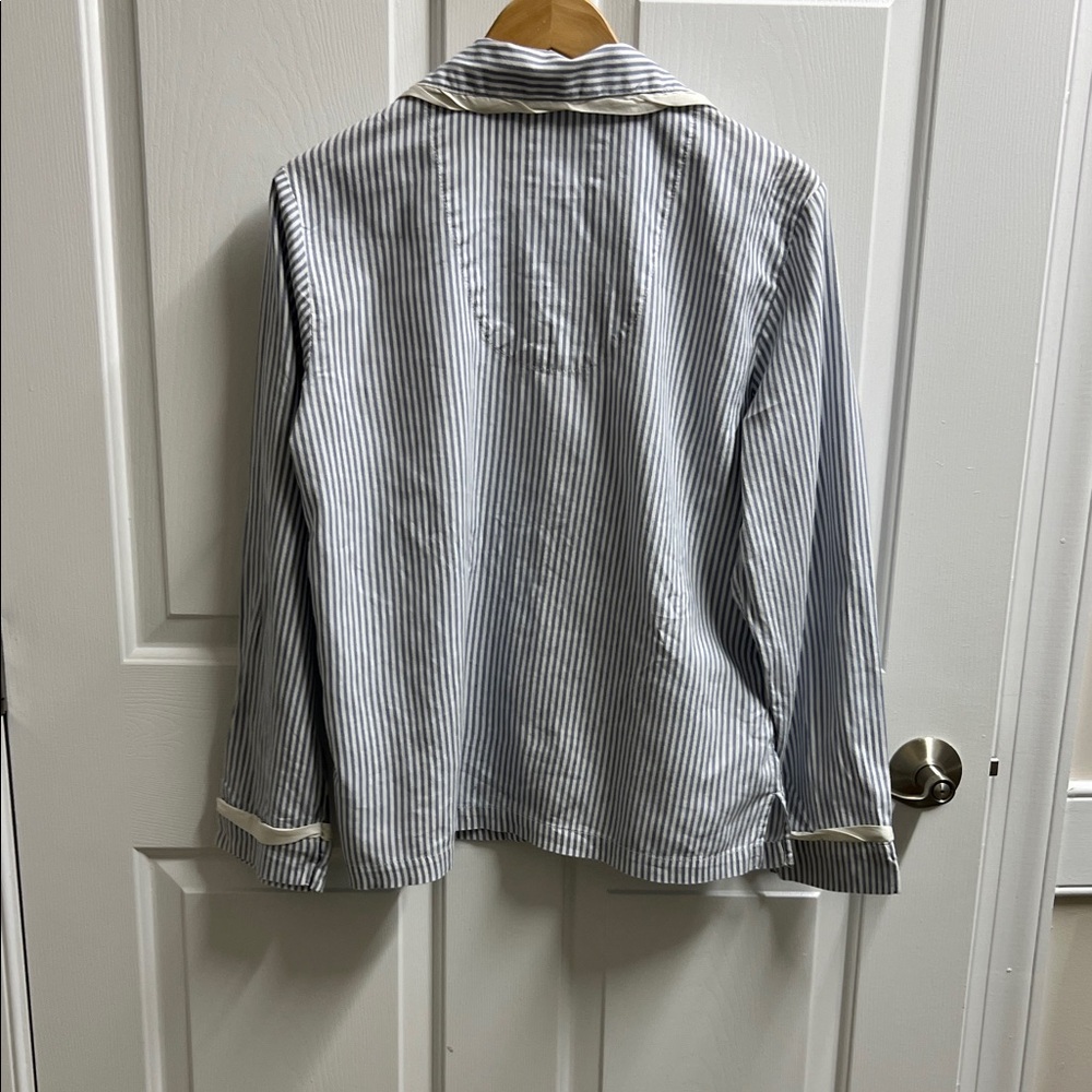 Victoria's Secret Blue White Striped Pajama Top button shirt size medium M - Picture 2 of 5